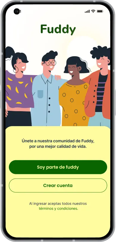 Captura de pantalla mostrando el paso "Empieza" de la aplicación Fuddy